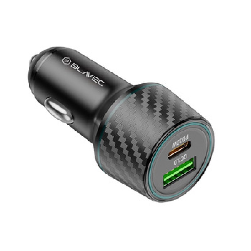 Φορτιστής Αυτοκινήτου Blavec Car Charger BS21 Carbon - Type C + USB - PD 48W 3A Black