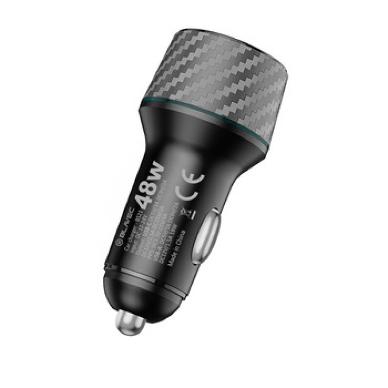 Φορτιστής Αυτοκινήτου Blavec Car Charger BS21 Carbon - Type C + USB - PD 48W 3A Black