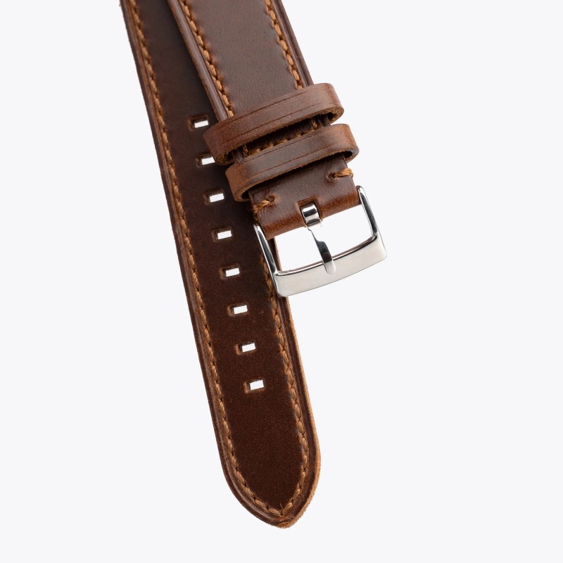 Ανταλλακτικό λουράκι Genuine Leather Dark Brown Out Seam Line για  Samsung Galaxy Watch3(45mm)/Watch(46mm)/Xiaomi Haylou LS05/Amazfit GTR(47mm)/2e(46mm)/Stratos 2/3/Mi Watch(46mm)/Huawei GT/Active/GT 2/Pro/Honor GS Pro/Magic/2(46mm) (22mm)