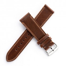 Ανταλλακτικό λουράκι Genuine Leather Dark Brown Out Seam Line για  Samsung Galaxy Watch3(45mm)/Watch(46mm)/Xiaomi Haylou LS05/Amazfit GTR(47mm)/2e(46mm)/Stratos 2/3/Mi Watch(46mm)/Huawei GT/Active/GT 2/Pro/Honor GS Pro/Magic/2(46mm) (22mm)