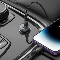 Φορτιστής Αυτοκινήτου Borofone Car Charger BZ26B Discovery - 2xType C - PD 45W 3A Τransparent-Βlue