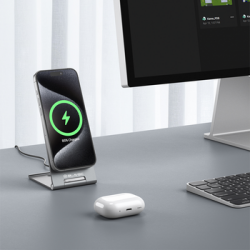 Βάση Φόρτισης Blavec BQI-01 Qi2 15W Magnetic Magsafe + Raptor Cable Type C to Type C Silver