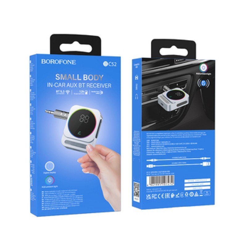 Bluetooth Αυτοκινήτου Borofone Audio Bluetooth Receiver Aux BC52 True Way Silver Bluetooth Αυτοκινήτου Borofone Audio Bluetooth Receiver Aux BC52 True Way Silver