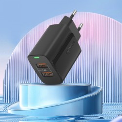 Φορτιστής Ταξιδιού Foneng Fast Charge EU63 2xUSB 12W with USB to Type C Cable Black