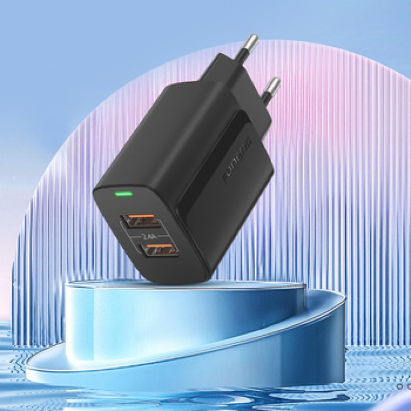 Φορτιστής Ταξιδιού Foneng Fast Charge EU63 2xUSB 12W with USB to Type C Cable Black