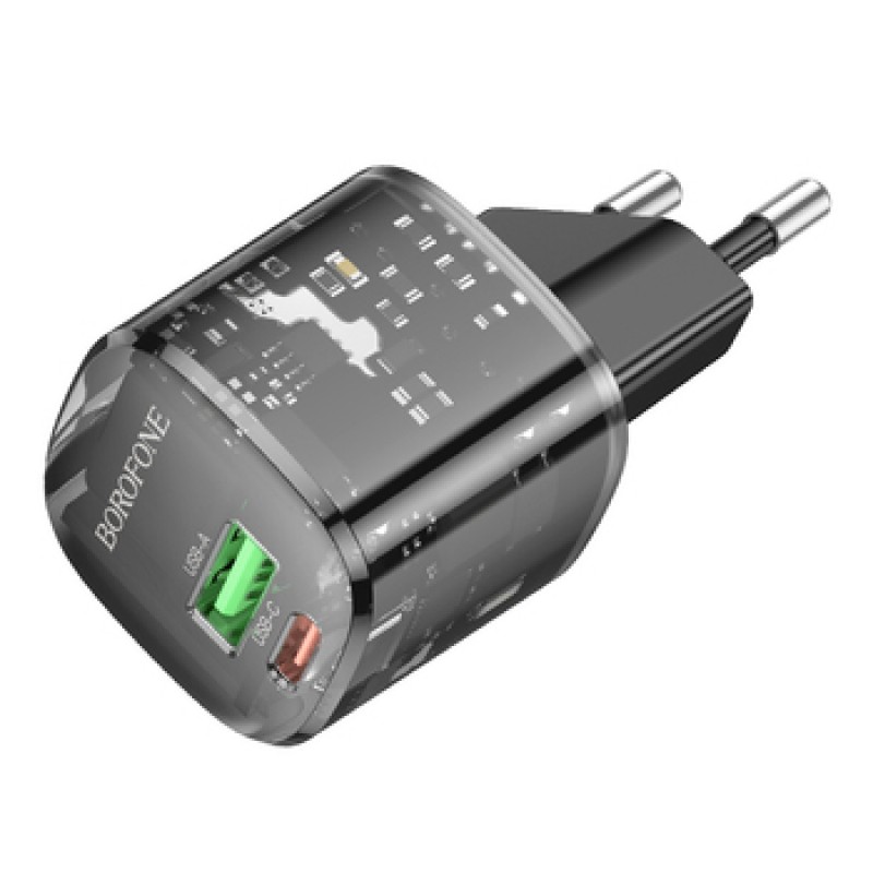 Φορτιστής Borofone Wall Charger BN17 Sunlight - USB + Type C - QC 3.0 PD 20W 3A Black Φορτιστής Borofone Wall Charger BN17 Sunlight - USB + Type C - QC 3.0 PD 20W 3A Black