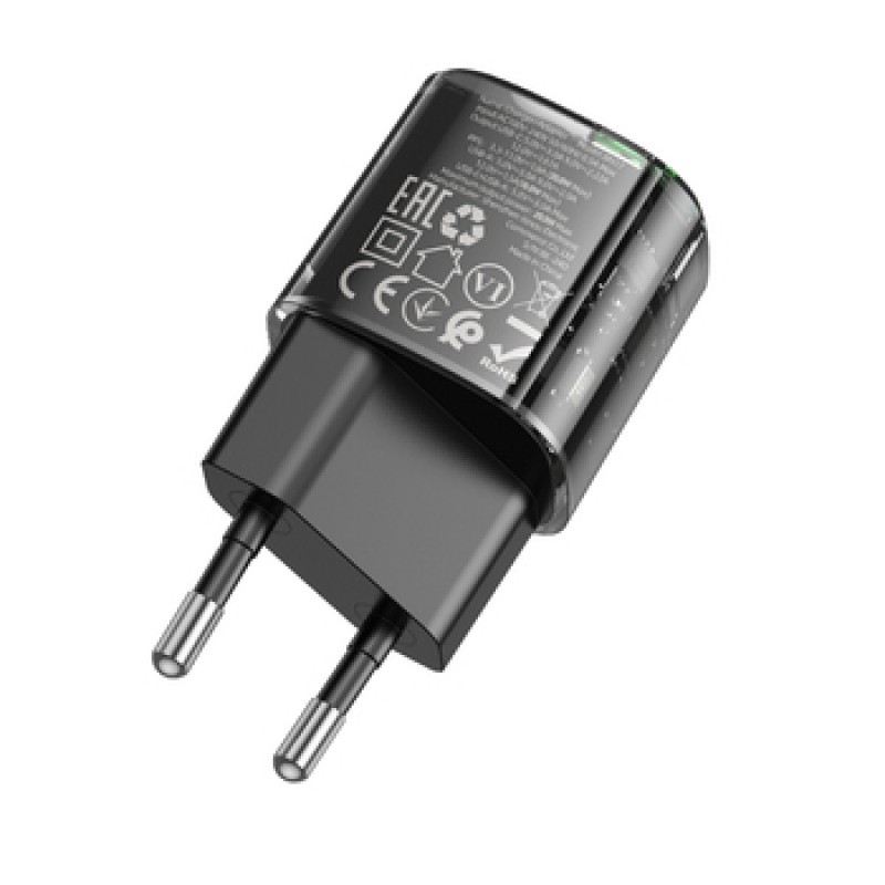 Φορτιστής Borofone Wall Charger BN17 Sunlight - USB + Type C - QC 3.0 PD 20W 3A Black Φορτιστής Borofone Wall Charger BN17 Sunlight - USB + Type C - QC 3.0 PD 20W 3A Black