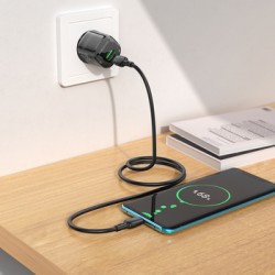 Φορτιστής Borofone Wall Charger BN17 Sunlight - USB + Type C - QC 3.0 PD 20W 3A Black Φορτιστής Borofone Wall Charger BN17 Sunlight - USB + Type C - QC 3.0 PD 20W 3A Black