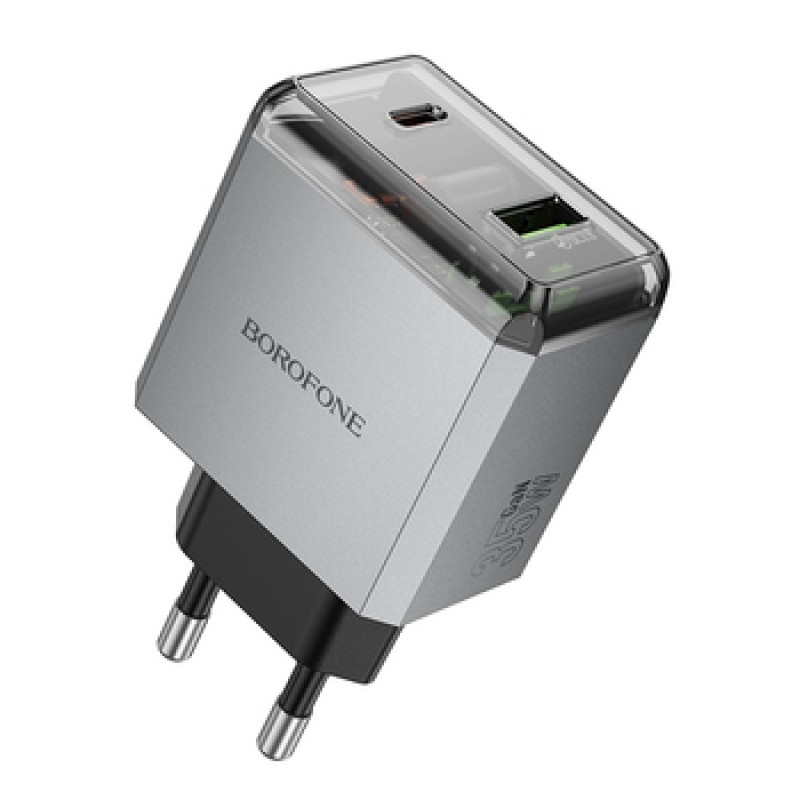 Φορτιστής Borofone Wall Charger BN20 Lena - USB +Type-C 35W Grey Φορτιστής Borofone Wall Charger BN20 Lena - USB +Type-C 35W Grey