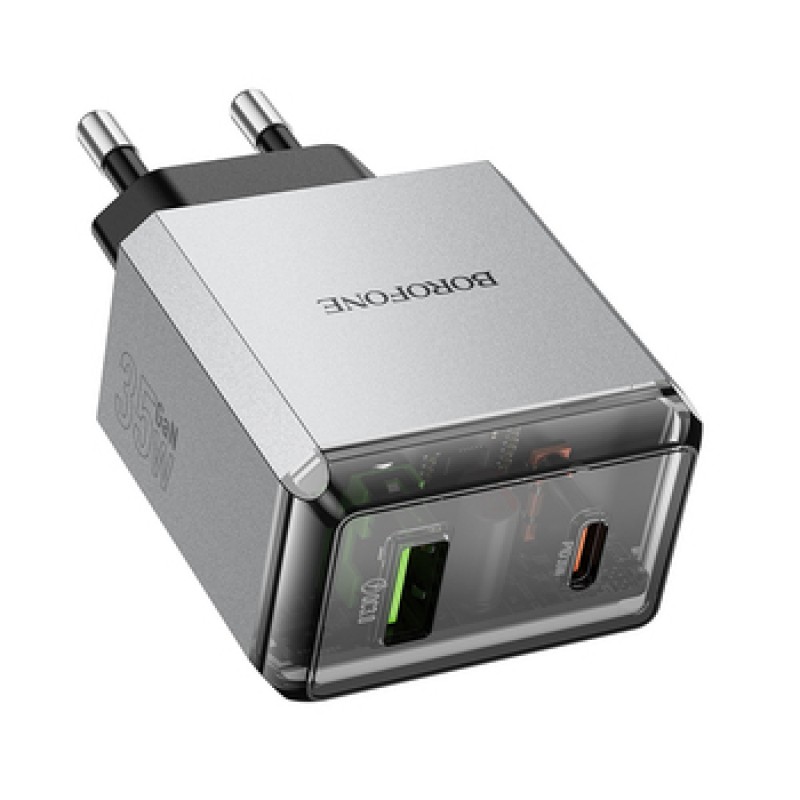 Φορτιστής Borofone Wall Charger BN20 Lena - USB +Type-C 35W Grey Φορτιστής Borofone Wall Charger BN20 Lena - USB +Type-C 35W Grey