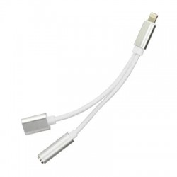 Αντάπτορας Adapter AUX 2in1 Lightning (Male) to Lightning (Female) / Jack 3,5 mm (Female) Silver
