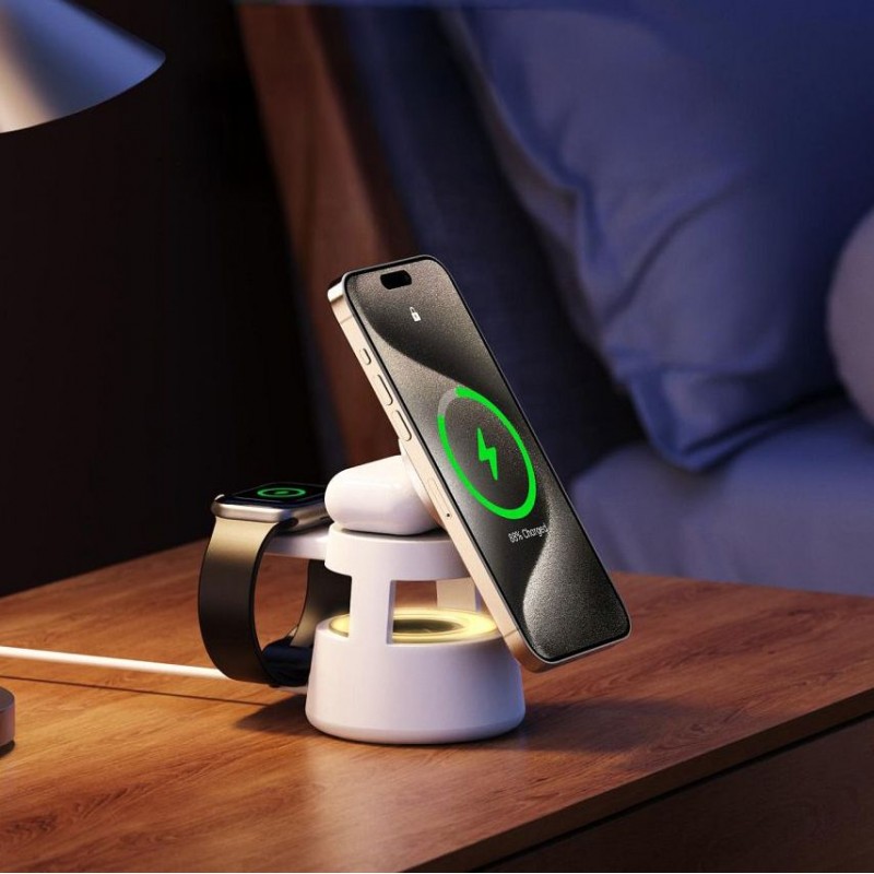 Ασύρματος Φορτιστής Duzzona W23 5-in-1 Magnetic Wireless Charging Station with Bluetooth Speaker White Ασύρματος Φορτιστής Duzzona W23 5-in-1 Magnetic Wireless Charging Station with Bluetooth Speaker White