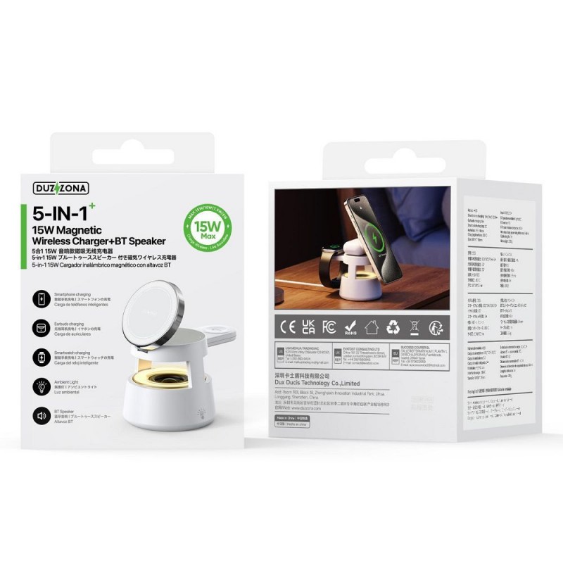 Ασύρματος Φορτιστής Duzzona W23 5-in-1 Magnetic Wireless Charging Station with Bluetooth Speaker White Ασύρματος Φορτιστής Duzzona W23 5-in-1 Magnetic Wireless Charging Station with Bluetooth Speaker White