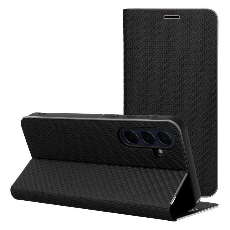 Θήκη Luna Book Carbon Xiaomi Redmi Note 13 Pro 4G / Poco M6 Pro / Note 14S 4G Black