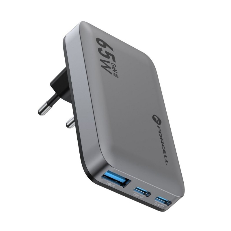 Εξωτερική Μπαταρία FORCELL F-ENERGY GaN III VT-47 Ultra Slim Travel Charger 2 x Type C + USB A 65W Gray Εξωτερική Μπαταρία FORCELL F-ENERGY GaN III VT-47 Ultra Slim Travel Charger 2 x Type C + USB A 65W Gray