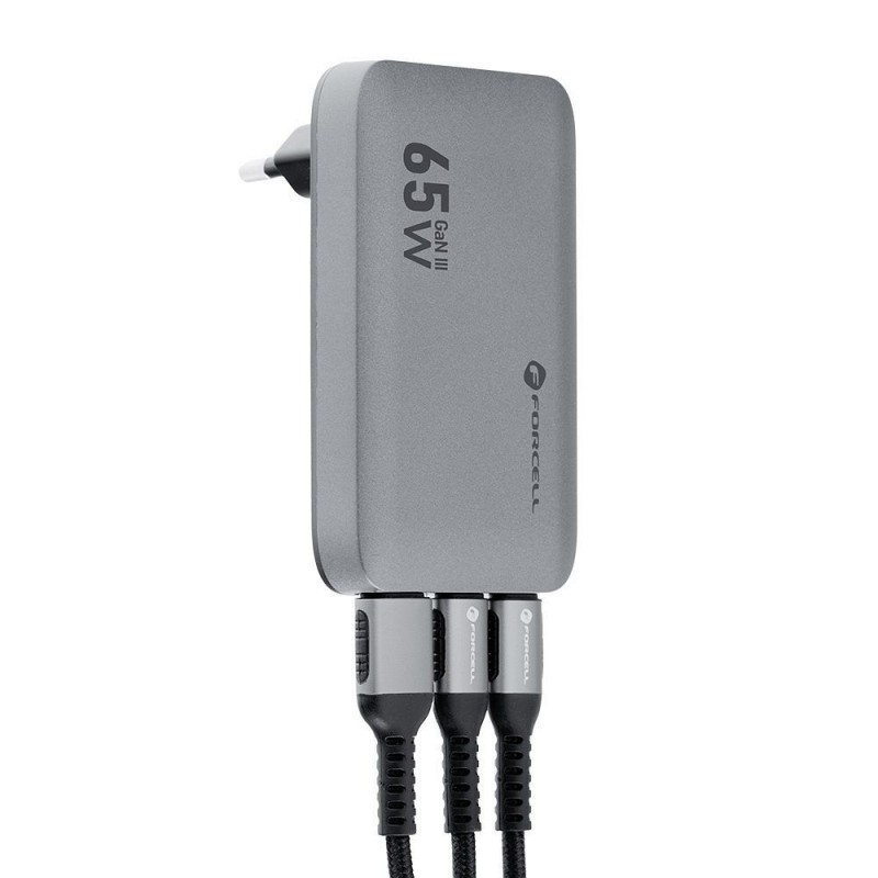 Εξωτερική Μπαταρία FORCELL F-ENERGY GaN III VT-47 Ultra Slim Travel Charger 2 x Type C + USB A 65W Gray Εξωτερική Μπαταρία FORCELL F-ENERGY GaN III VT-47 Ultra Slim Travel Charger 2 x Type C + USB A 65W Gray