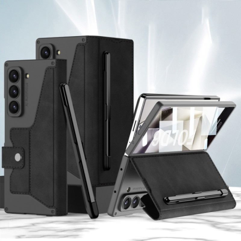 Θήκη Integrated Armor Flip Leather Case with Pen Slot Samsung Galaxy Z Fold6 5G SM-F956 Black