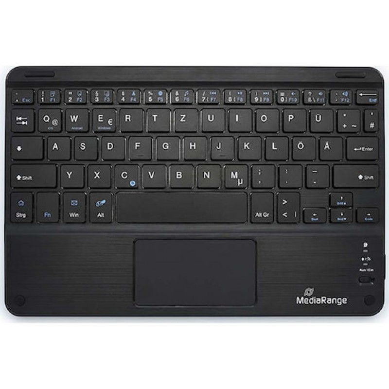 Ασύρματο Πληκτρολόγιο MediaRange Bluetooth Keyboard Foldable & Rechargeable with Touchpad Black (MROS130-GR)
