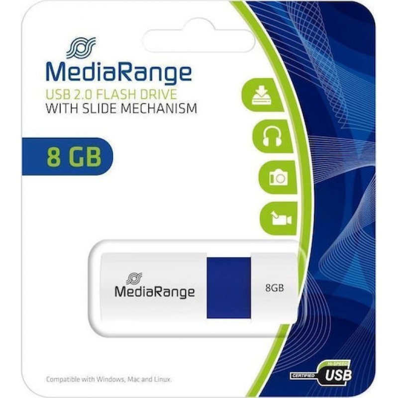  MediaRange USB 2.0 Flash Drive Color Edition 8GB Blue (MR971)