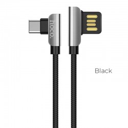 Καλώδιο Φόρτισης Hoco U42 90° Angle Excuisite Steel USB to Type-C  1.2m Black