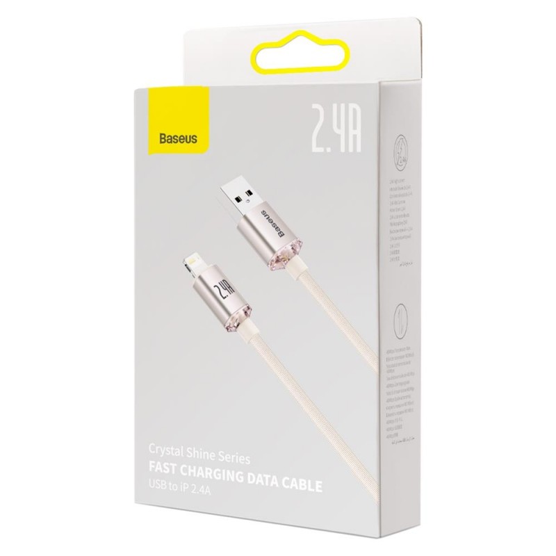 Καλώδιο Φόρτισης Baseus Crystal Shine USB to Lightning Cable 20W 1,2 m Pink (CAJY001104)