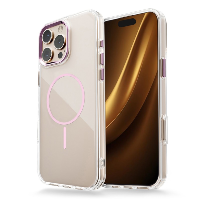 Θήκη Clear Thin Mag Cover Case With Magsafe iPhone 16 (6.1") Transparent Pink