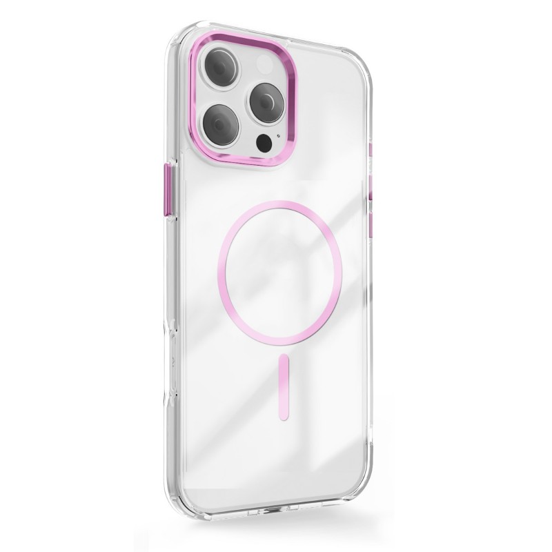 Θήκη Clear Thin Mag Cover Case With Magsafe iPhone 16 (6.1") Transparent Pink