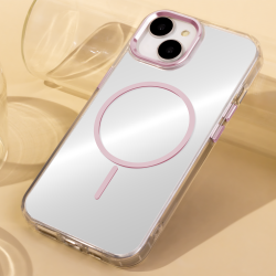 Θήκη Clear Thin Mag Cover Case With Magsafe iPhone 16 (6.1") Transparent Pink