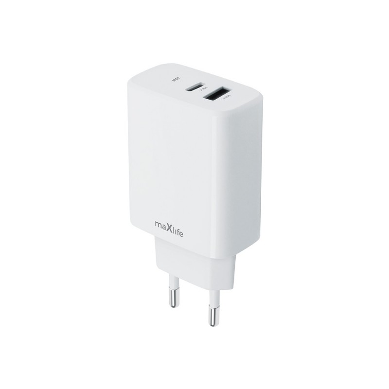 Φορτιστής Ταξιδιού Maxlife Quick Charger USB-A & USB-C 20W (MXTC-10-20AC) White Φορτιστής Ταξιδιού Maxlife Quick Charger USB-A & USB-C 20W (MXTC-10-20AC) White