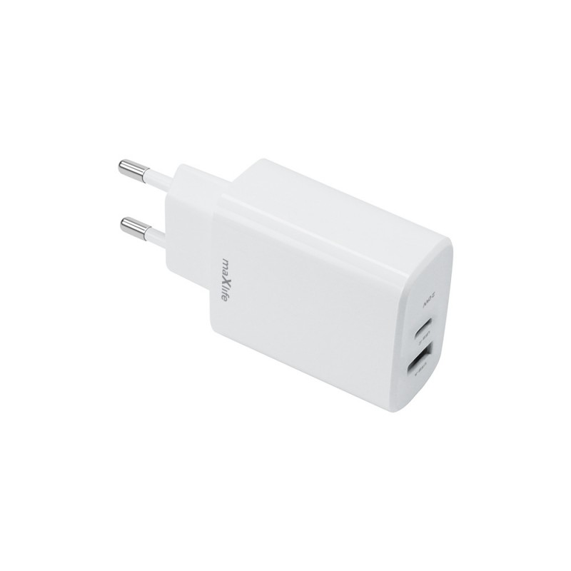 Φορτιστής Ταξιδιού Maxlife Quick Charger USB-A & USB-C 20W (MXTC-10-20AC) White Φορτιστής Ταξιδιού Maxlife Quick Charger USB-A & USB-C 20W (MXTC-10-20AC) White