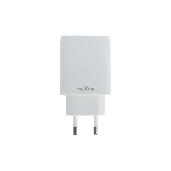 Φορτιστής Ταξιδιού Maxlife Quick Charger USB-A & USB-C 20W (MXTC-10-20AC) White Φορτιστής Ταξιδιού Maxlife Quick Charger USB-A & USB-C 20W (MXTC-10-20AC) White