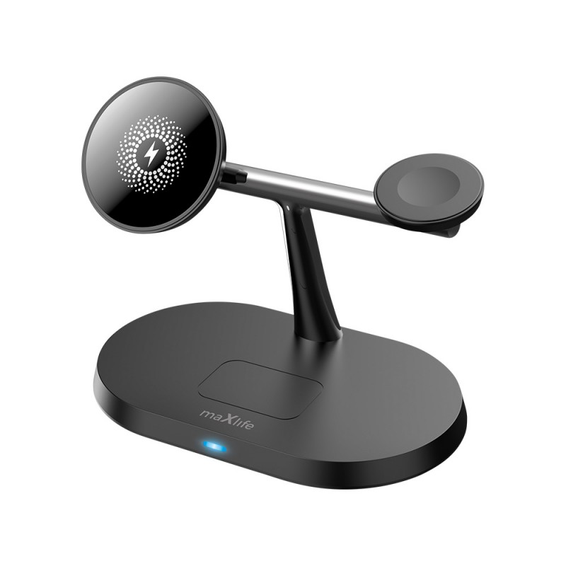 Ασύρματος Φορτιστής Maxlife Magnetic Wireless Charger Stand 3in1 15W Black