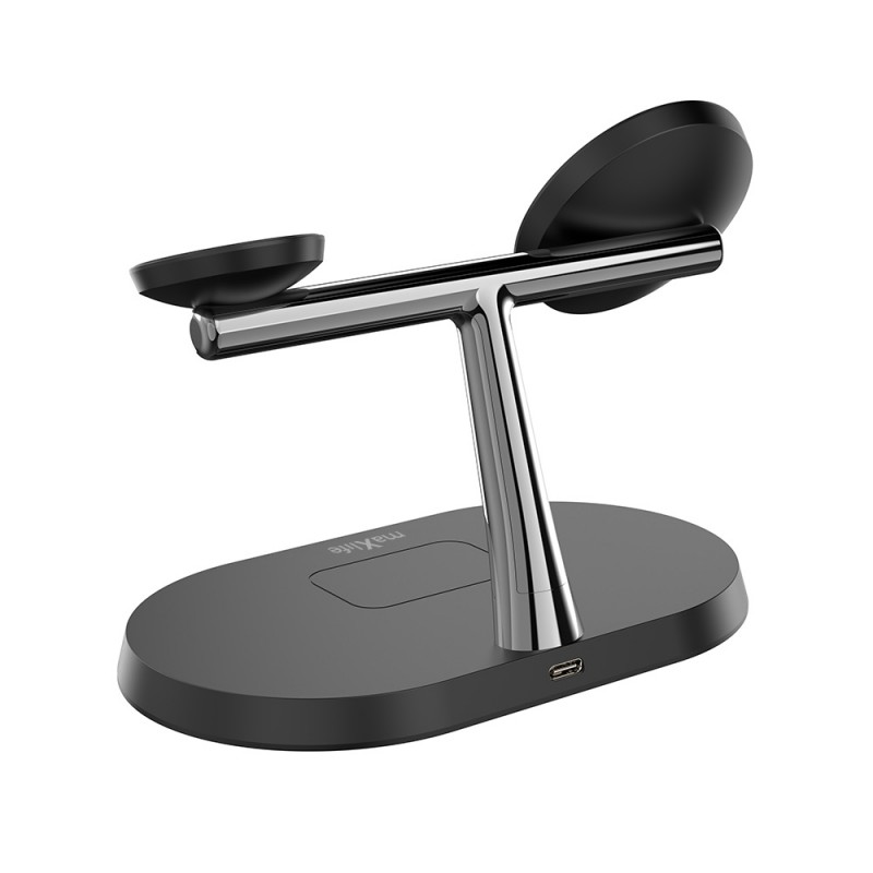 Ασύρματος Φορτιστής Maxlife Magnetic Wireless Charger Stand 3in1 15W Black