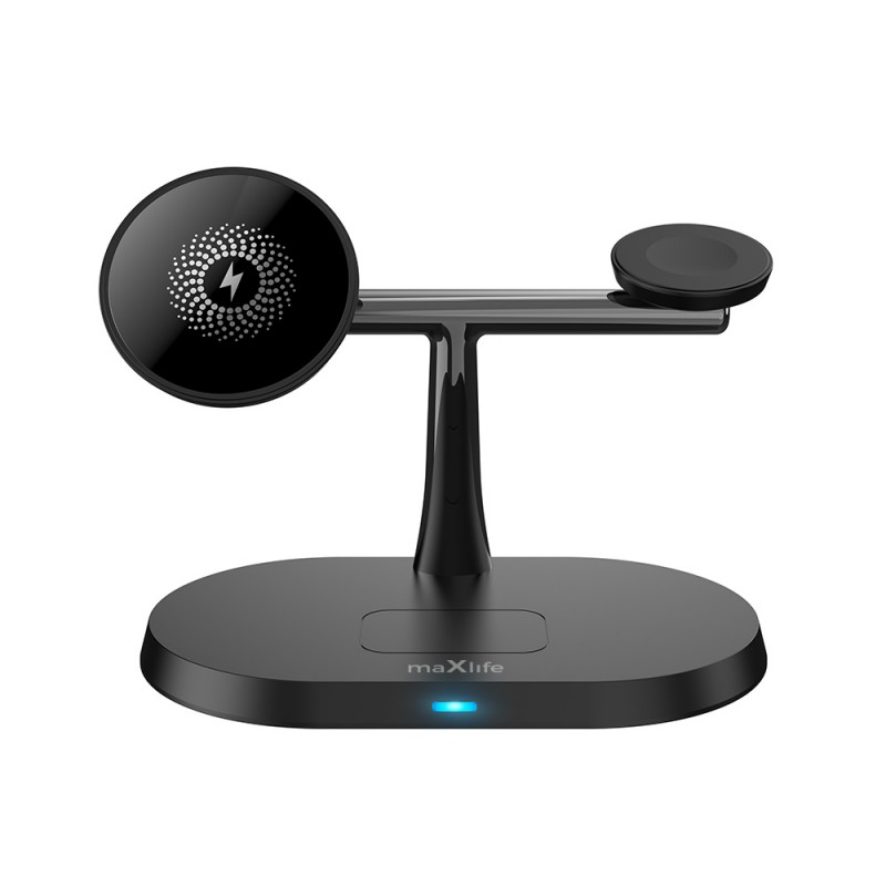 Ασύρματος Φορτιστής Maxlife Magnetic Wireless Charger Stand 3in1 15W Black