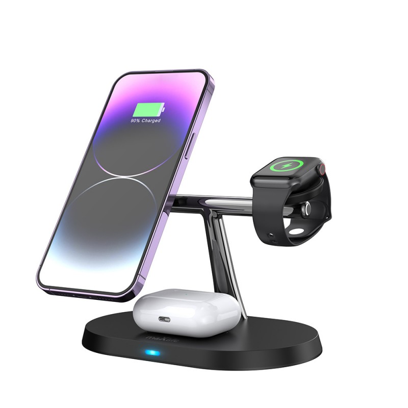 Ασύρματος Φορτιστής Maxlife Magnetic Wireless Charger Stand 3in1 15W Black