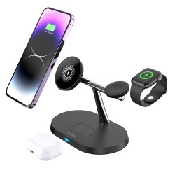 Ασύρματος Φορτιστής Maxlife Magnetic Wireless Charger Stand 3in1 15W Black