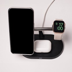 Ασύρματος Φορτιστής Maxlife Magnetic Wireless Charger Stand 3in1 15W Black