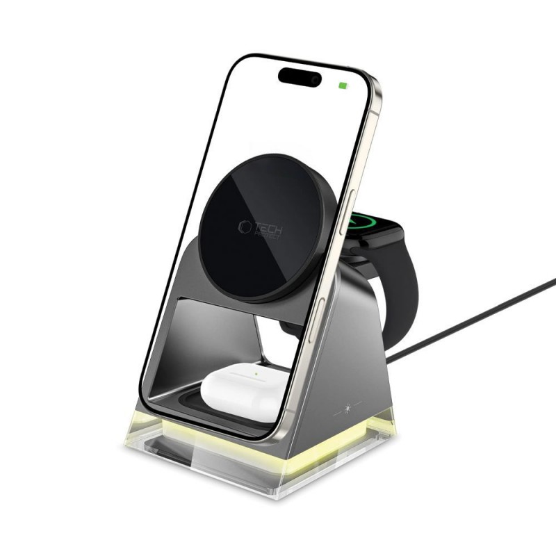 Ασύρματος Φορτιστής Tech-Protect A43 QI15W Magnetic Magsafe 3in1 Wireless Charger Black