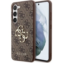 Θήκη Guess 4G Metal Gold Logo Back Cover Samsung Galaxy S24+ Plus SM-S926 Δερμάτινο Καφέ 