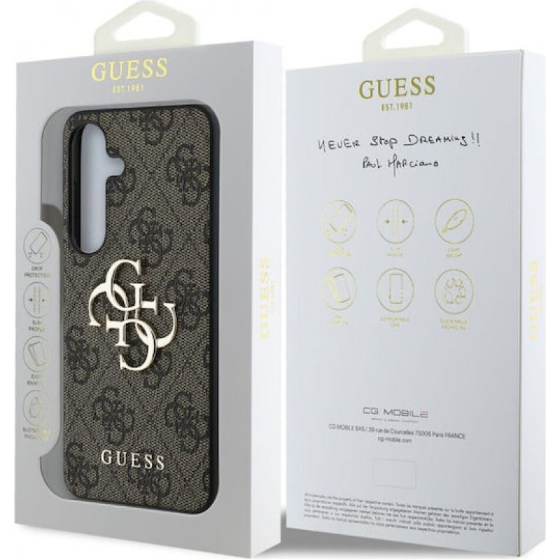 Θήκη Guess PU 4G Metal Logo Case for Samsung Galaxy S25+ Plus 5G S936 Brown