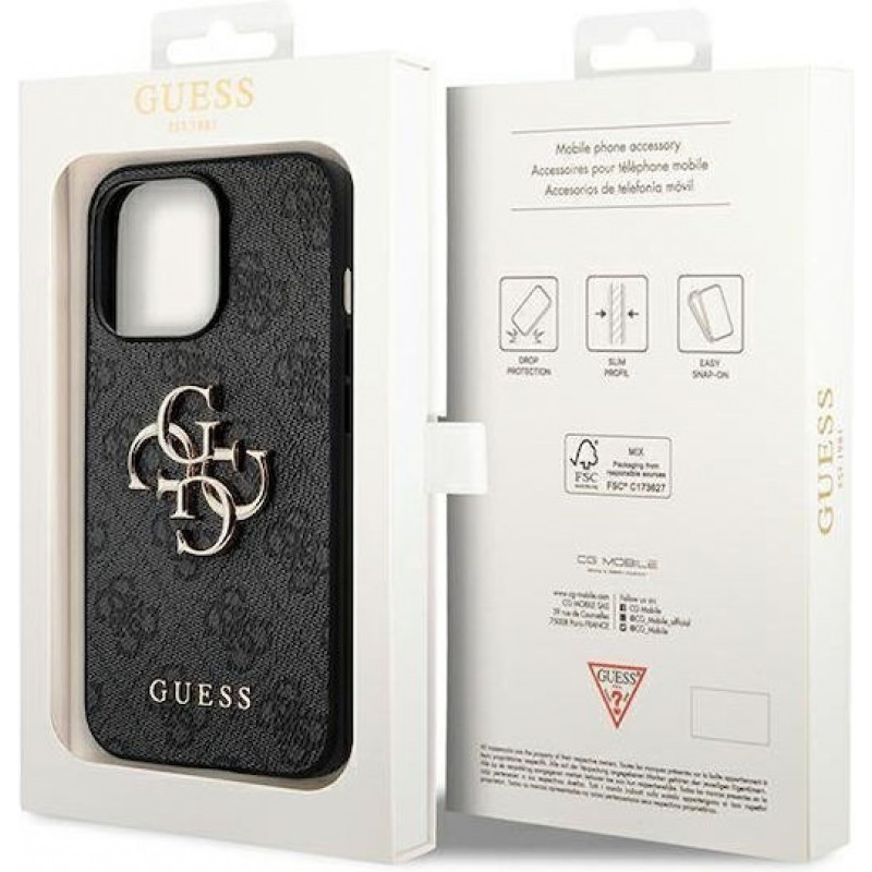 Θήκη Guess PU 4G Metal Logo Case for iPhone 14 Pro Max Grey (6.7") Grey