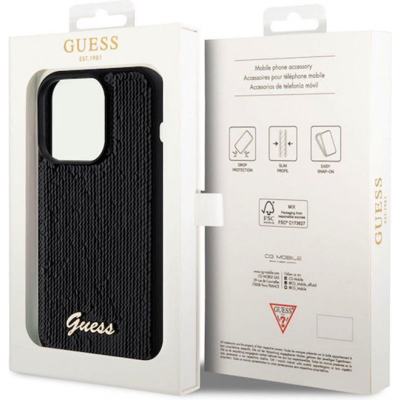 Θήκη Guess Sequin Script Logo Case for iPhone 14 Pro Max (6.7") Black
