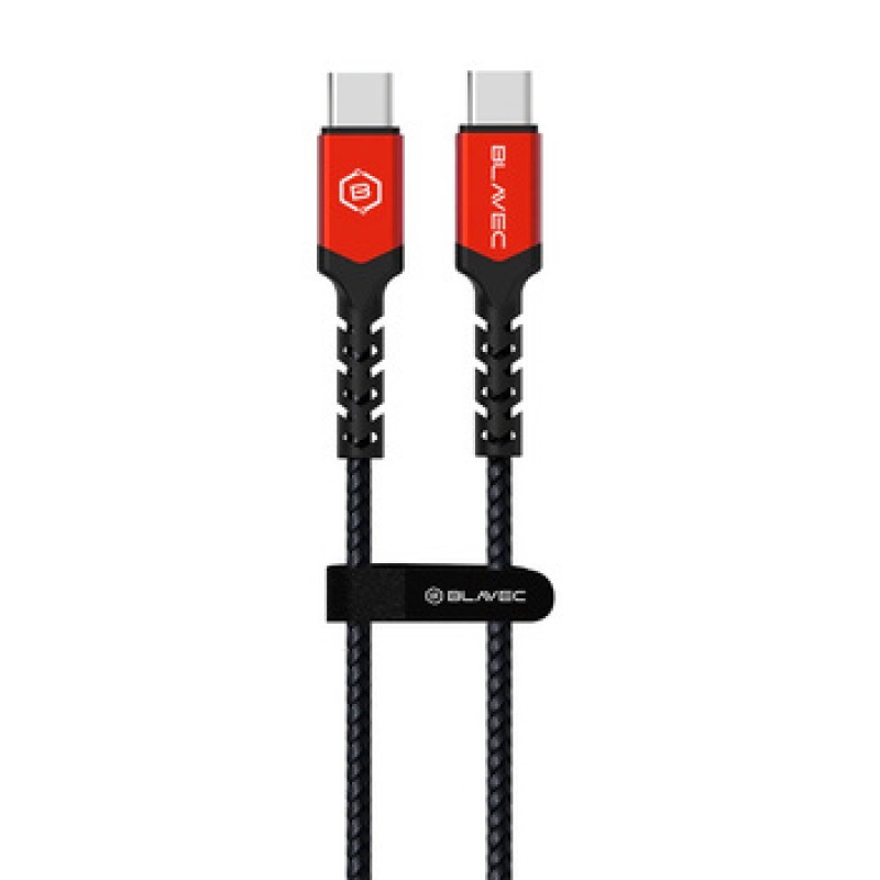 Καλώδιο Blavec Cable Raptor Braided Type-C to Type-C 2m 5A 100W Apple CarPlay/Android Auto Black-Red Καλώδιο Blavec Cable Raptor Braided Type-C to Type-C 2m 5A 100W Apple CarPlay/Android Auto Black-Red
