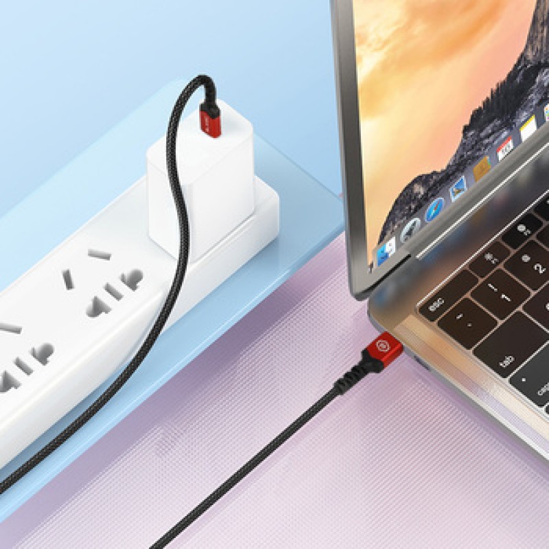 Καλώδιο Blavec Cable Raptor Braided Type-C to Type-C 2m 5A 100W Apple CarPlay/Android Auto Black-Red Καλώδιο Blavec Cable Raptor Braided Type-C to Type-C 2m 5A 100W Apple CarPlay/Android Auto Black-Red