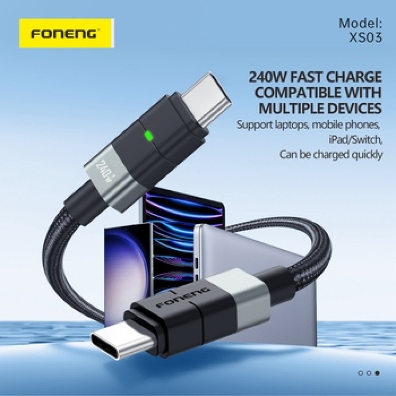 Καλώδιο Data Foneng XS03 Type-C to Type-C 240W 2m Black