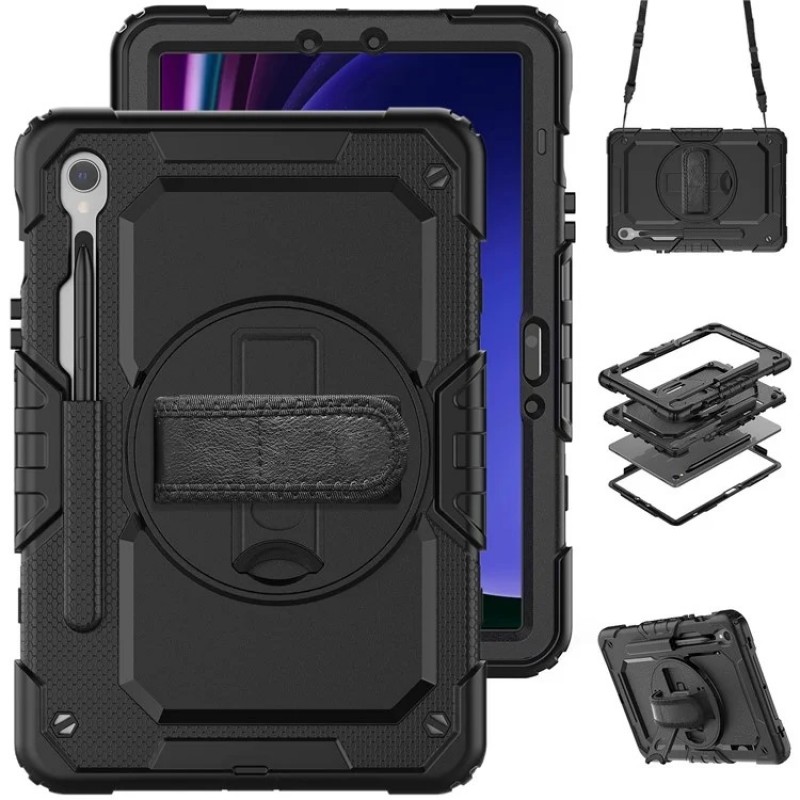 Θήκη Silicone Kickstand Tablet Cover with Hand Strap Case Samsung Galaxy Tab S10 FE Plus 13.1" Black Θήκη Silicone Kickstand Tablet Cover with Hand Strap Case Samsung Galaxy Tab S10 FE Plus 13.1" Black