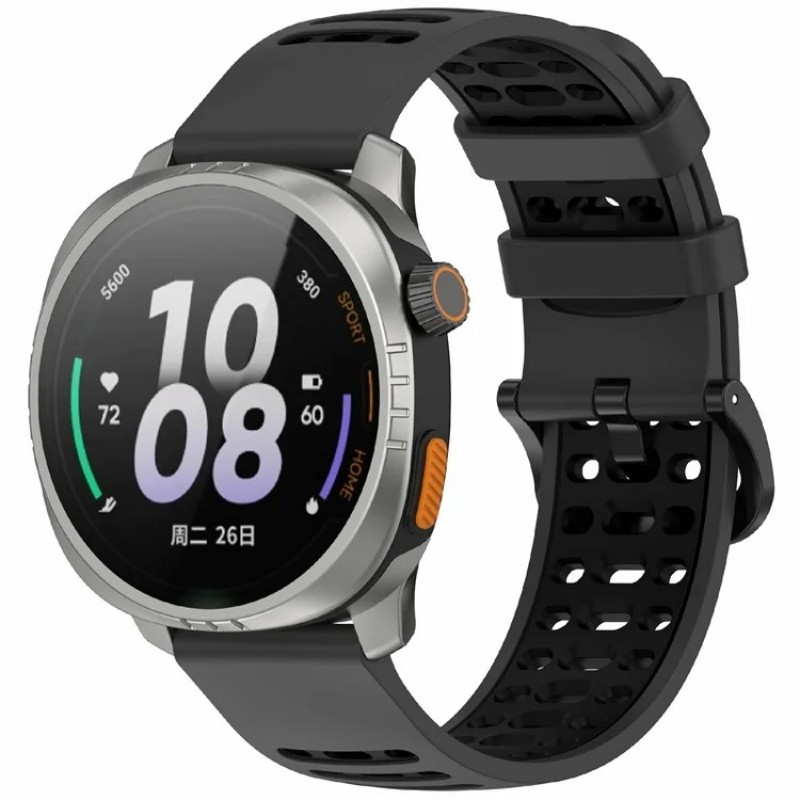 Ανταλλακτικό λουράκι Xiaomi Watch S4 Sport / Samsung Galaxy Watch3 45mm / Watch 46mm Sport Strap (22mm) Silicone Watch Band Dark Grey Black