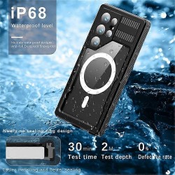 Αδιάβροχη θήκη Redpepper with Magsafe Samsung Galaxy S24 Ultra 5G S928 Shockproof/Waterproof Black/Clear