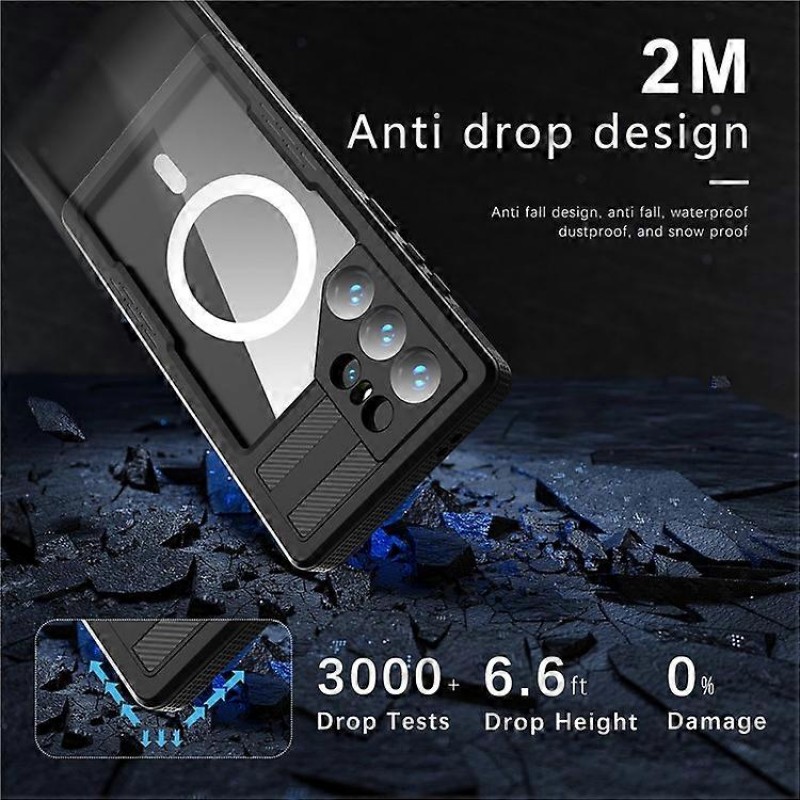 Αδιάβροχη θήκη Redpepper with Magsafe Samsung Galaxy S24 Ultra 5G S928 Shockproof/Waterproof Black/Clear