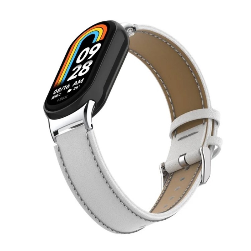 Ανταλλακτικό λουράκι Xiaomi Band 8 / 9 / 9 NFC Microfiber Leather White